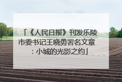 《人民日报》刊发乐陵市委书记王晓勇署名文章：小城的光影之约