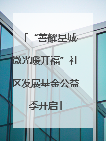 “善耀星城·微光暖开福”社区发展基金公益季开启
