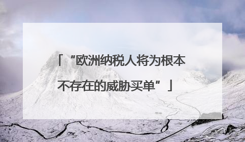 “欧洲纳税人将为根本不存在的威胁买单”