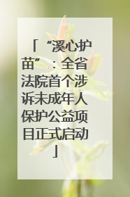 “溪心护苗”：全省法院首个涉诉未成年人保护公益项目正式启动