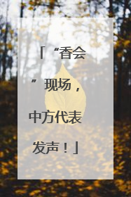 “香会”现场，中方代表发声！
