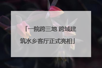 一院跨三地 跨域建筑水乡客厅正式亮相
