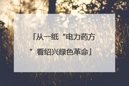 从一纸“电力药方”看绍兴绿色革命