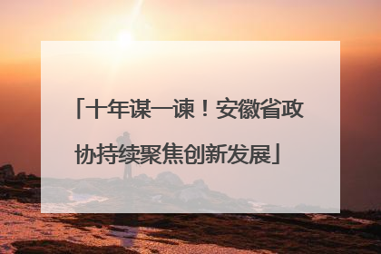 十年谋一谏！安徽省政协持续聚焦创新发展