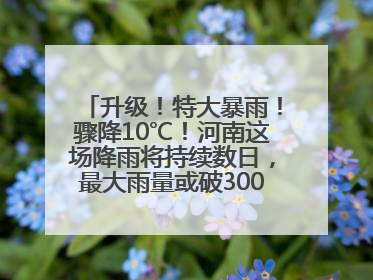 升级！特大暴雨！骤降10℃！河南这场降雨将持续数日，最大雨量或破300毫米极端纪录