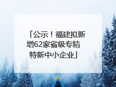 公示！福建拟新增62家省级专精特新中小企业