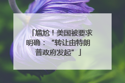 尴尬！美国被要求明确：“转让由特朗普政府发起”