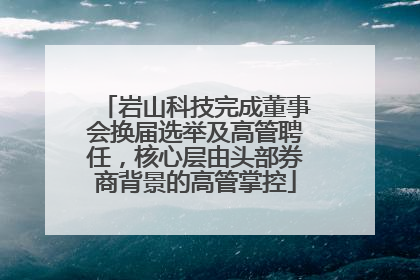 岩山科技完成董事会换届选举及高管聘任，核心层由头部券商背景的高管掌控