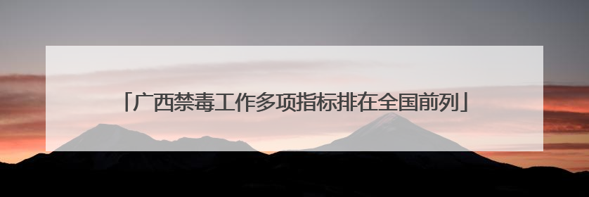 广西禁毒工作多项指标排在全国前列