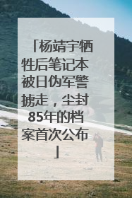 杨靖宇牺牲后笔记本被日伪军警掳走，尘封85年的档案首次公布