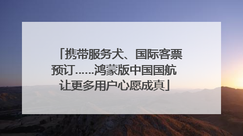 携带服务犬、国际客票预订……鸿蒙版中国国航让更多用户心愿成真