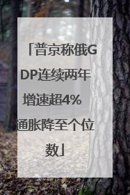 普京称俄GDP连续两年增速超4% 通胀降至个位数