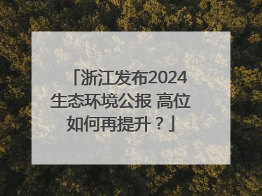 浙江发布2024生态环境公报 高位如何再提升？
