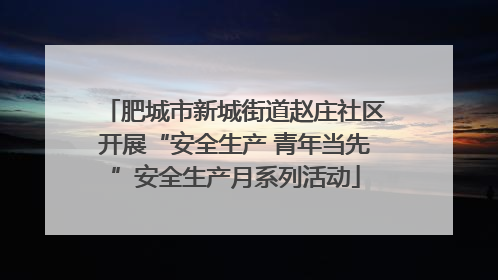 肥城市新城街道赵庄社区开展“安全生产 青年当先”安全生产月系列活动