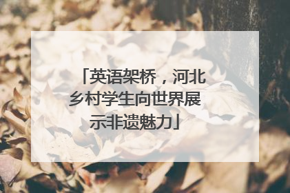 英语架桥，河北乡村学生向世界展示非遗魅力