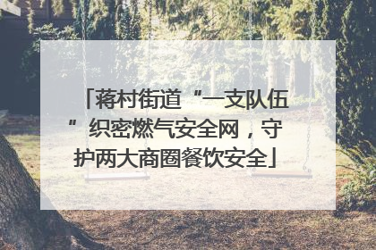蒋村街道“一支队伍”织密燃气安全网，守护两大商圈餐饮安全