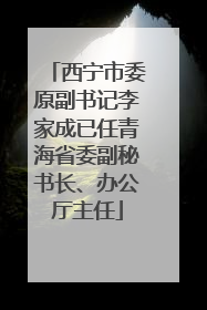 西宁市委原副书记李家成已任青海省委副秘书长、办公厅主任