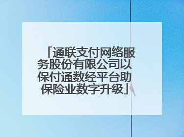 通联支付网络服务股份有限公司以保付通数经平台助保险业数字升级