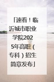 速看！临沂城市职业学院2025年高职（专科）招生简章发布