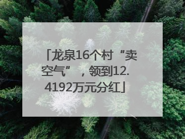 龙泉16个村“卖空气”，领到12.4192万元分红