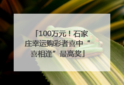 100万元！石家庄幸运购彩者喜中“喜相逢”最高奖