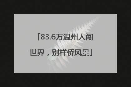 83.6万温州人闯世界，别样侨风景