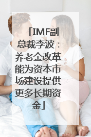 IMF副总裁李波：养老金改革能为资本市场建设提供更多长期资金